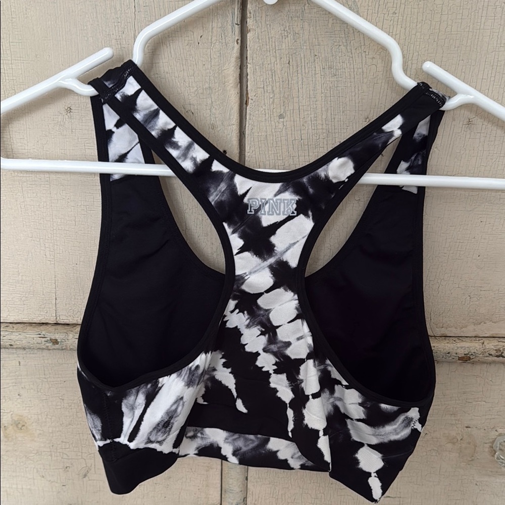 Victoria’s Secret PINK Black and White Tie-Dye Sports Bra - NWOT - Picture 4 of 8